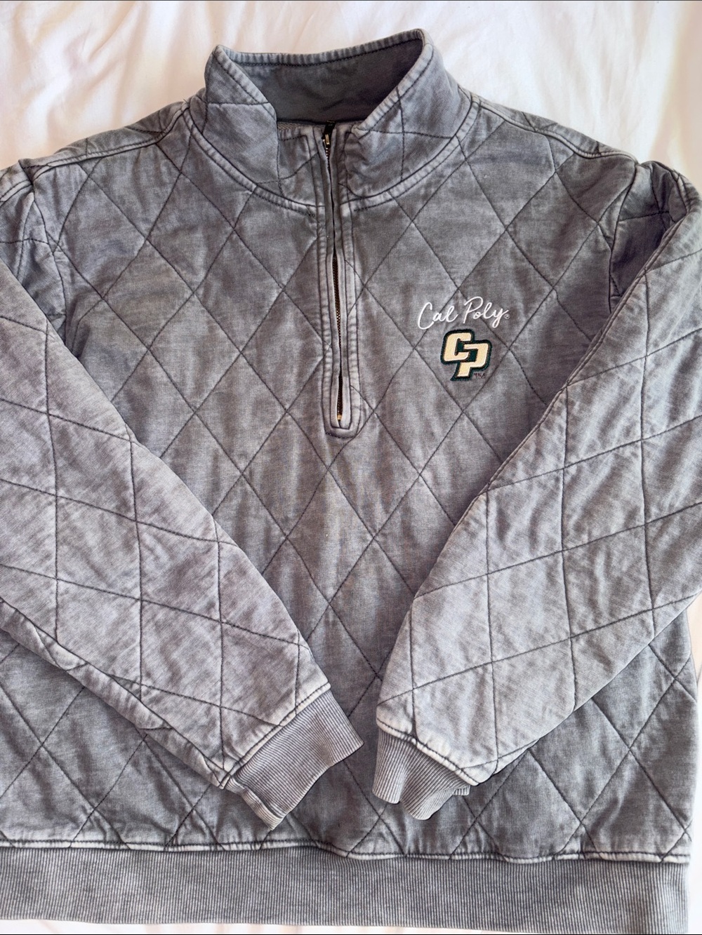 Cal Poly CP Quilted Half-Zip Pullover - Gray